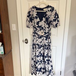 Sachin + Babi Carina Floral Navy and White Dress